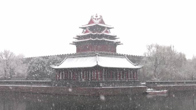 北京故宫紫禁城角楼雪景