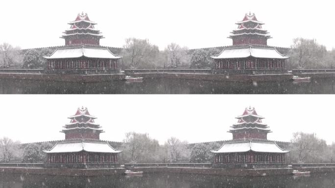 北京故宫紫禁城角楼雪景