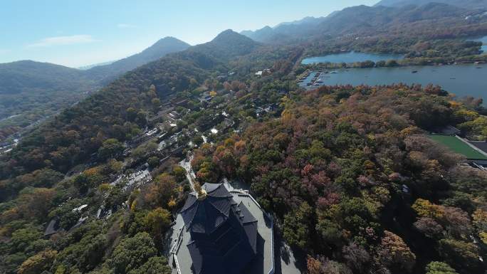 4K FPV穿越机西湖雷峰塔刷山素材