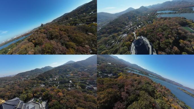 4K FPV穿越机西湖雷峰塔刷山素材