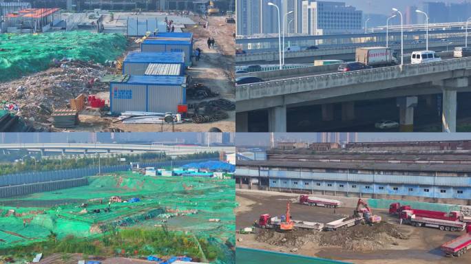 工程建筑农名工 工地施工 城市规划发展