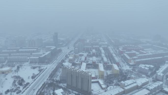 下雪的城市 街道