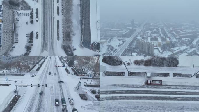 下雪的城市 街道