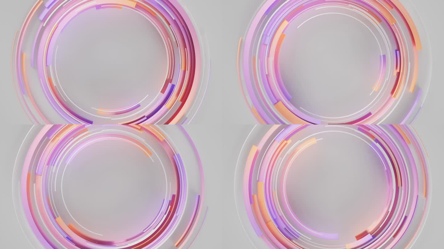 抽象运动背景-分层的圆圈，紫色和橙色版本-可循环