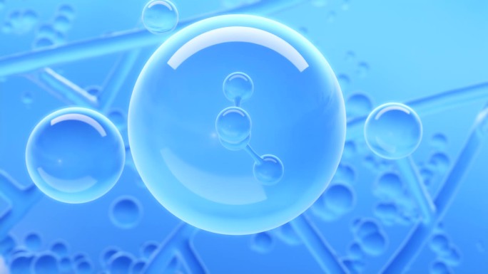 液体气泡中的分子，3d插图。三维渲染