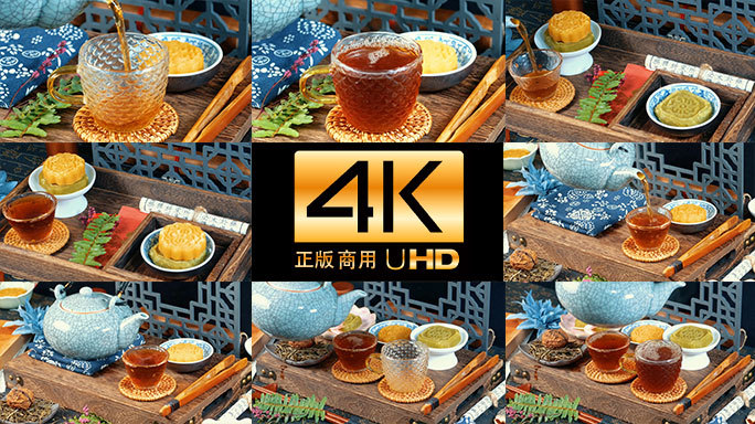 中华茶道与茶饮糕点小吃喝茶看戏倒茶4K