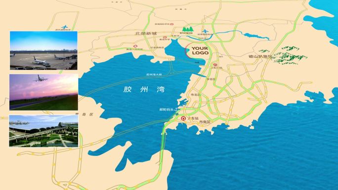 青岛市区位图规划图路网ae模板