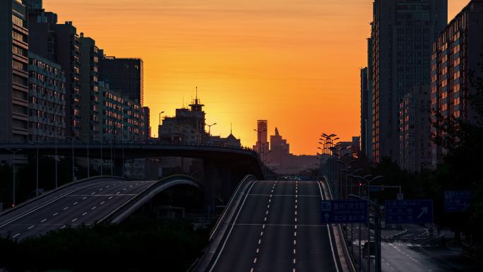 北京CBD日出地平线全景