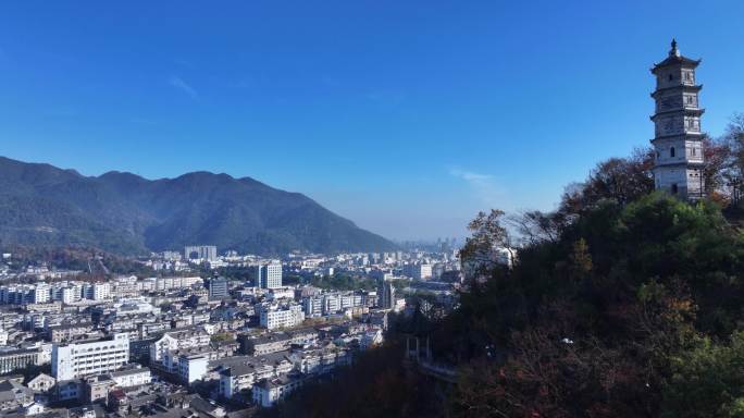 台州临海巾山塔群文峰塔航拍