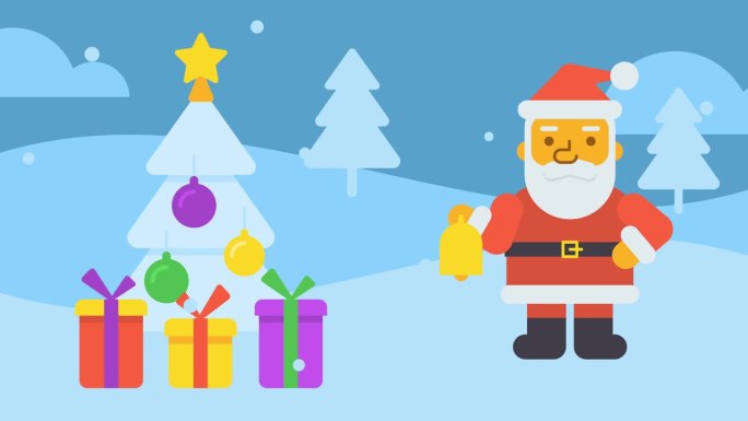 圣诞快乐作文圣诞老人拿着铃铛和眨眼。视频贺卡