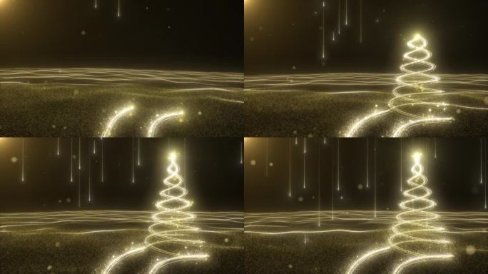 金色粒子圣诞树视频素材