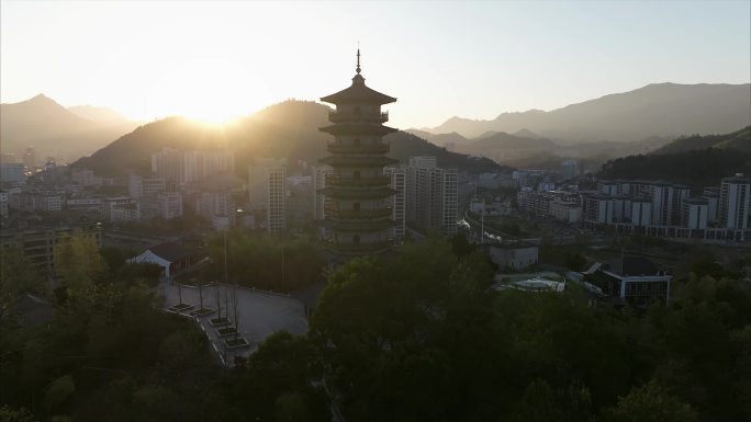 浙江丽水遂昌县城山城航拍4K