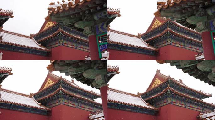 北京故宫紫禁城宫殿雪景运镜