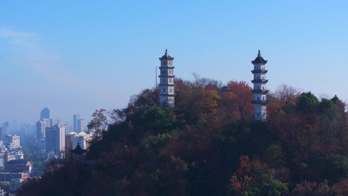 台州临海巾山塔群文峰塔航拍