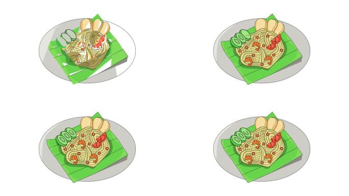 这个动画为典型的印尼食物——亚齐面条塑造了一个图标