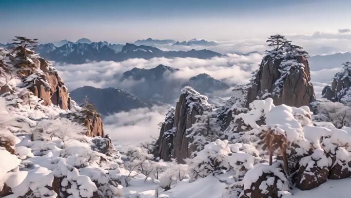 冬天黄山云海风景