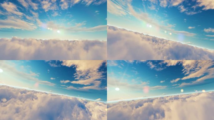 空中飞行飞翔云中穿梭穿云高空飞行云海云端