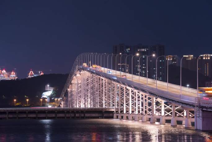 澳门跨海大桥夜景延时拍摄