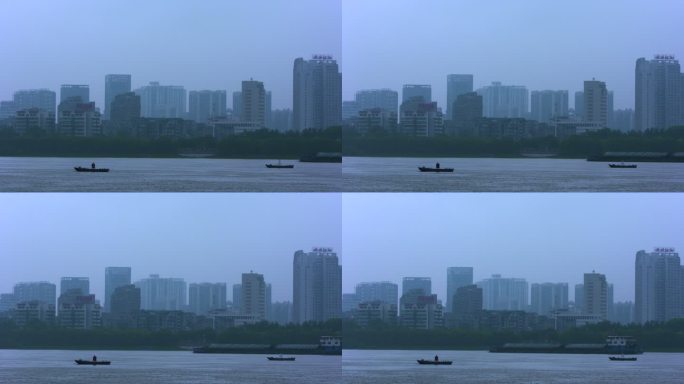 武汉长江大桥湖面泛舟