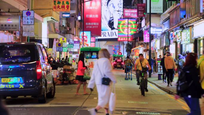 香港街道夜景延时