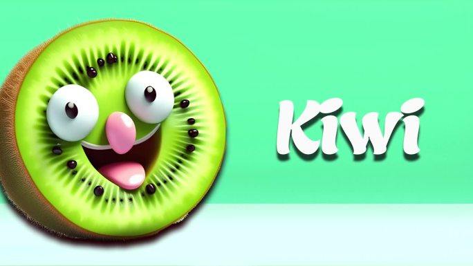猕猴桃动画视频，4K分辨率的儿童水果名称介绍。