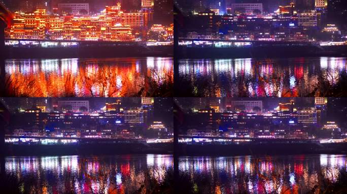 重庆洪崖洞熄灯的画面
