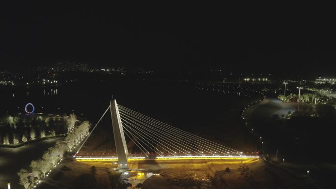 航拍夜景乌兰浩特高架桥