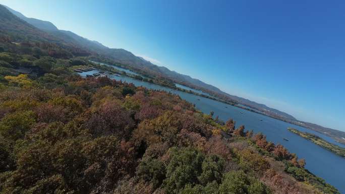 4K FPV穿越机西湖雷峰塔刷山素材