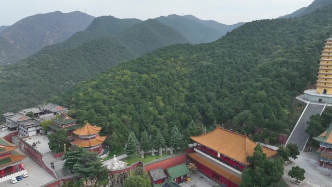 洛阳宜阳灵山寺莲花公园送子观音高清航拍