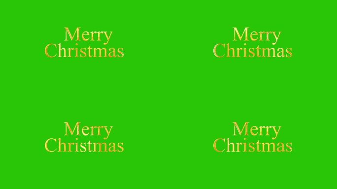 3D圣诞快乐与绿色屏幕上闪闪发光的金色文字-闪亮和发光的粒子，4K循环动画