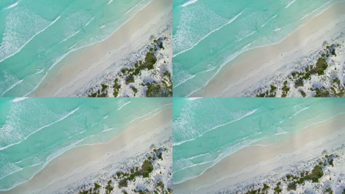 鸟瞰透明的海水，波浪-幸运湾，澳大利亚-鸟瞰，轨道，无人机拍摄