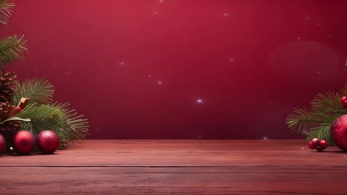 6K宽屏大屏红色圣诞节装饰干净简洁背景