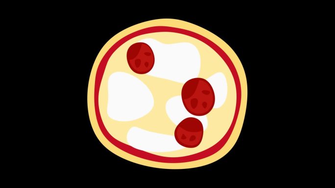 意大利辣香肠披萨图形动画。阿尔法通道。意大利披萨透明背景运动设计。4 k的决议