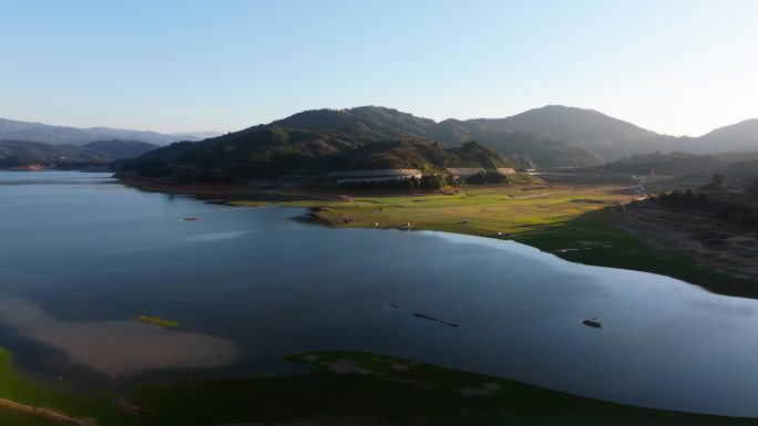 宁德古田翠屏湖夕阳航拍