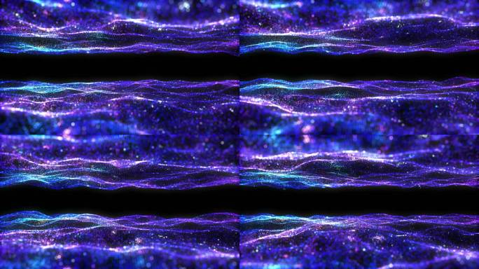 蓝色粒子波浪起伏唯美背景