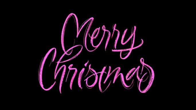 圣诞快乐，明亮和丰富多彩的停止运动刷字母在黑色背景上的水彩渲染。肮脏的纹理，墨水流，Splats为节