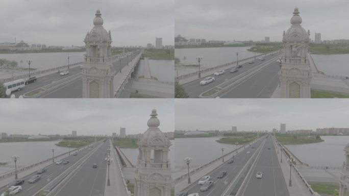 航拍 乌兰浩特 跨河大桥 空镜 4K
