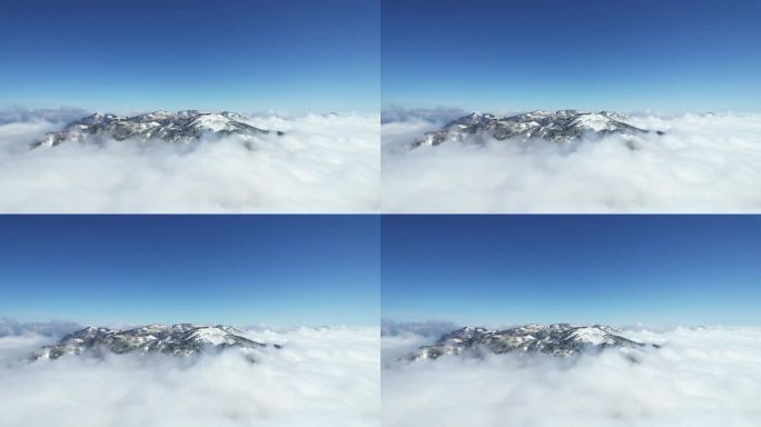 高空航拍户外天空云海雪山自然风景