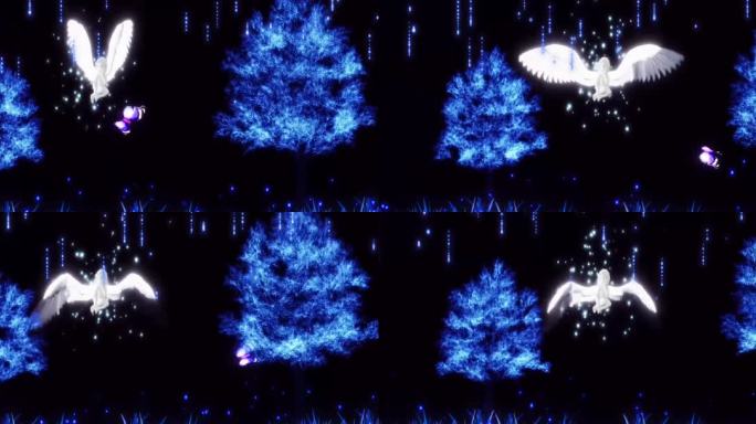 梦幻树 夜景 梦幻夜水晶树 粒子蓝色树
