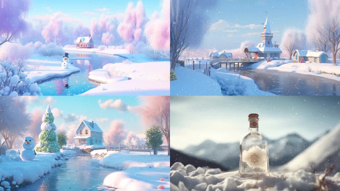 童话雪景合成视频素材