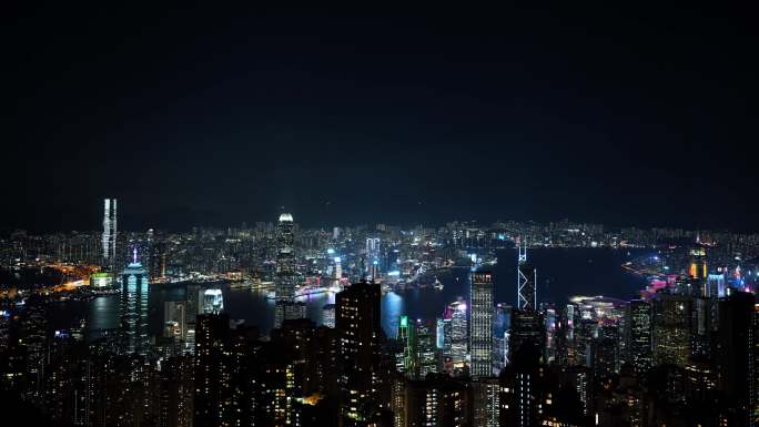 香港维多利亚港夜景延时风景城市建筑风光