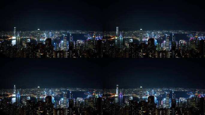 香港维多利亚港夜景延时风景城市建筑风光