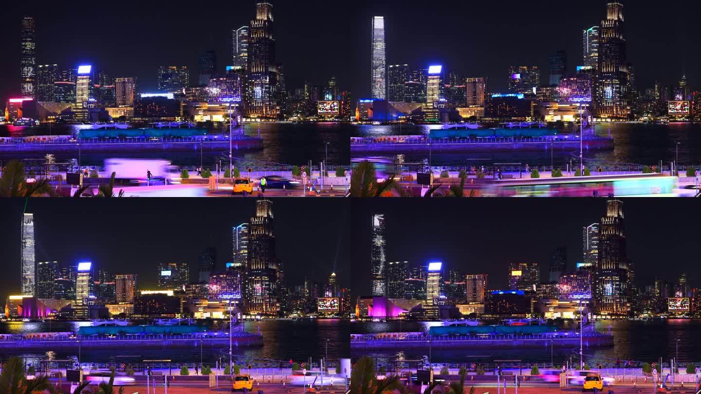香港夜景尖沙咀车流延时