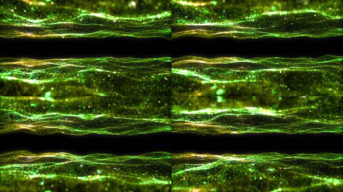 绿色粒子波浪起伏唯美背景
