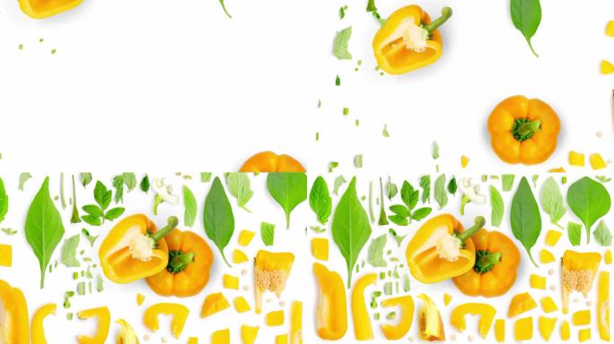 黄甜椒片和叶收集