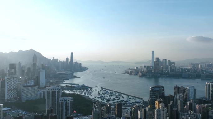 香港维多利亚港延时航拍维多利亚港湾海峡