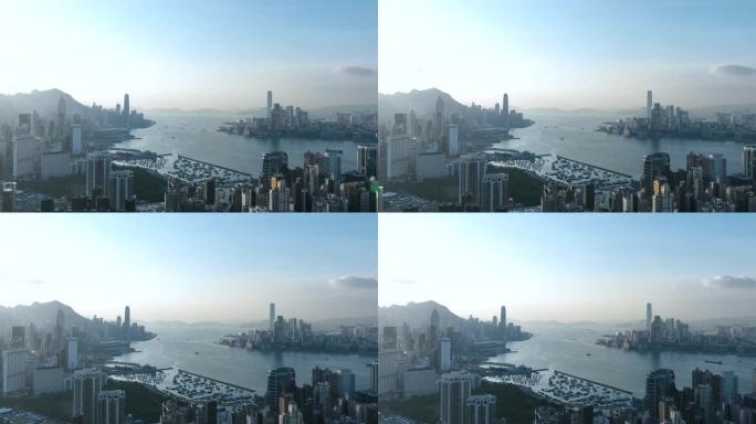 香港维多利亚港延时航拍维多利亚港湾海峡