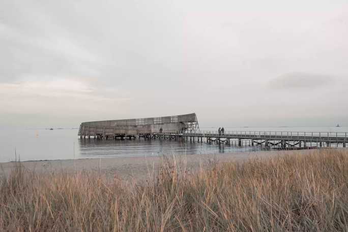 北欧哥本哈根冬日海边建筑延时摄影