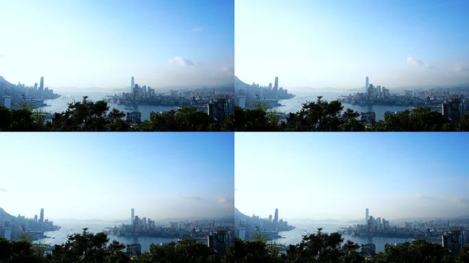 香港维多利亚港延时风景海滨城市建筑风光