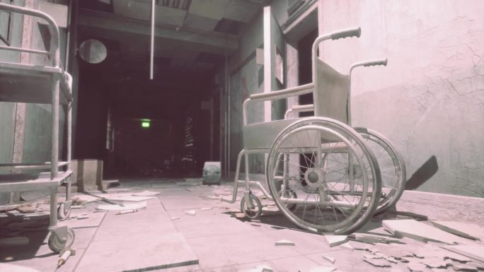 设置精神病院废弃的暗室视图